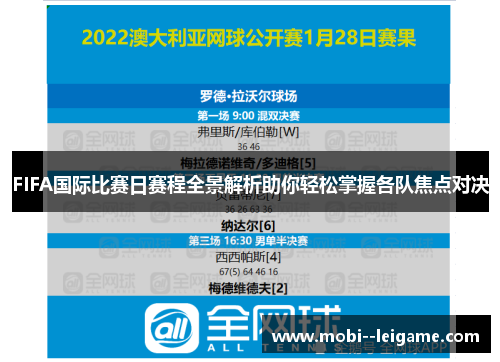 FIFA国际比赛日赛程全景解析助你轻松掌握各队焦点对决